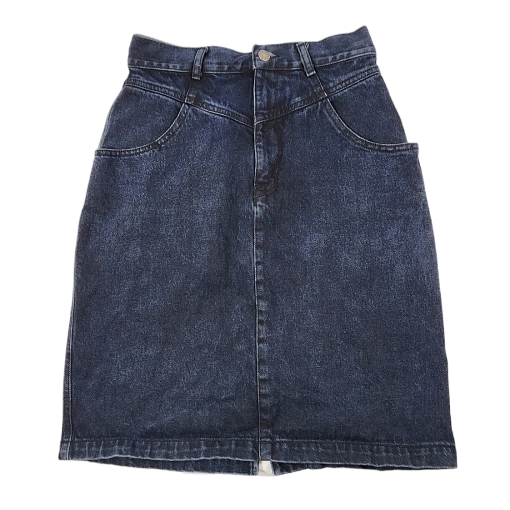 ❤️ VINTAGE 1980s CALVIN KLEIN DENIM SKIRT SIZE 8 MIDNIGHT BLUE ❤️
